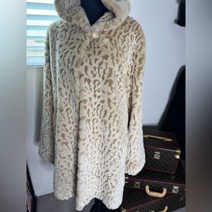 Dennis Basso Cream Teddy Jacket with Hood